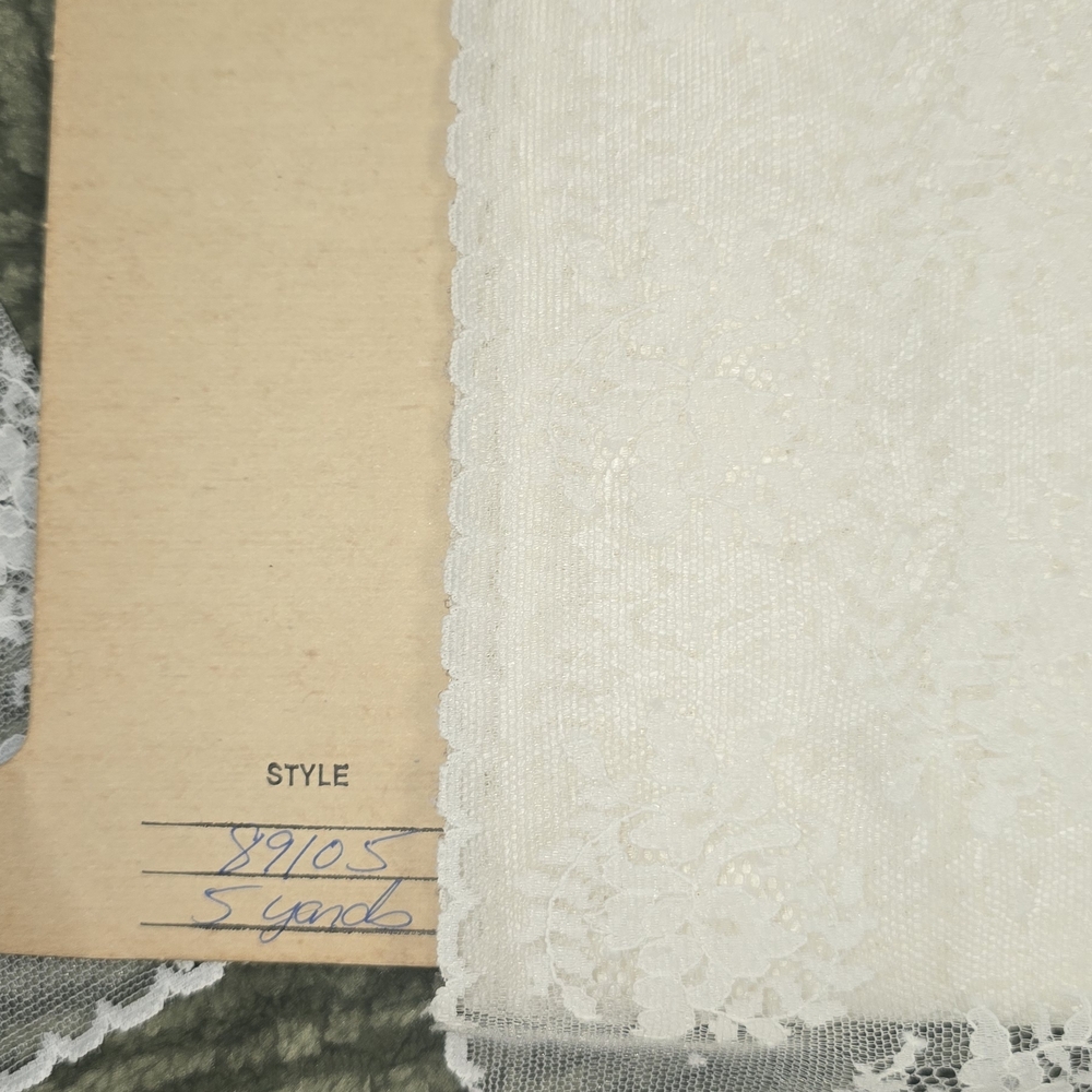 Vintage White Floral Lace Trim 5 Yards Wide Net Mesh Sewing Fabric - Picture 2 of 3